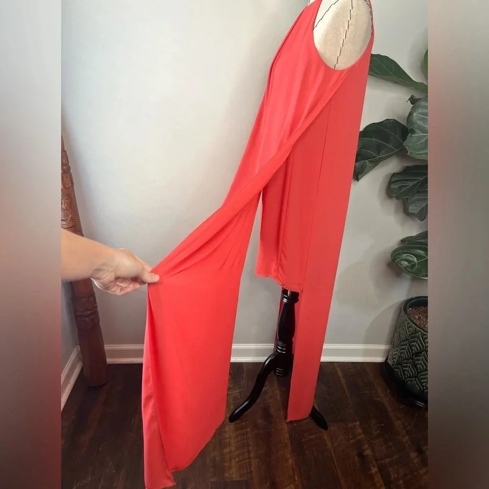 White House Black Market maxi coral size 6 lined dress polyester wedding evening - Picture 5 of 9